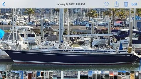 The Image of Sailboat Nautor Swan 46 MK II, 1994, docked in a marina with other boats. - 0