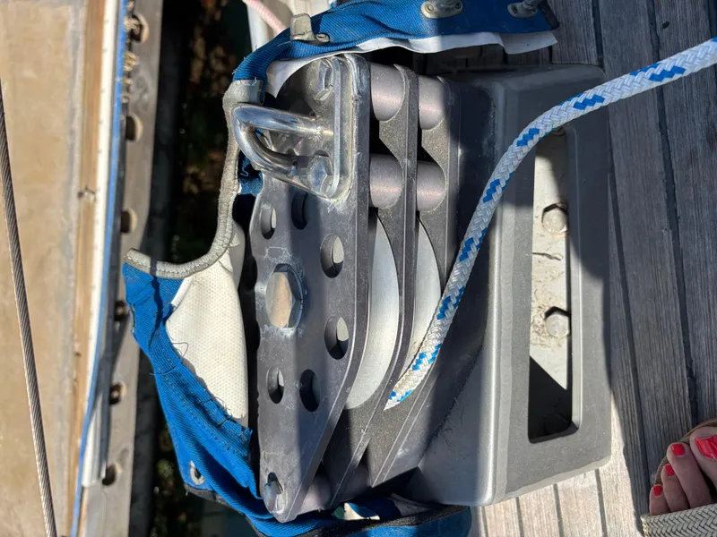 Slide: The Image of Pulley system on 1994 Nautor Swan 46 MK II sailboat deck. - 14