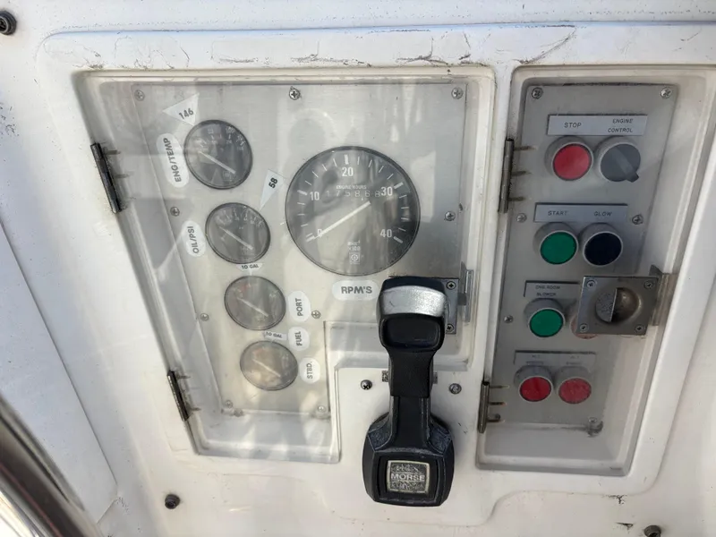 Slide: The Image of Control panel of a 1994 Nautor Swan 46 MK II yacht with gauges and switches. - 18