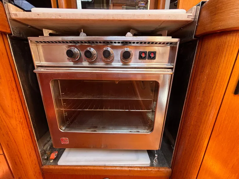 Slide: The Image of Stainless steel oven in a 1994 Nautor Swan 46 MK II yacht kitchen. - 33
