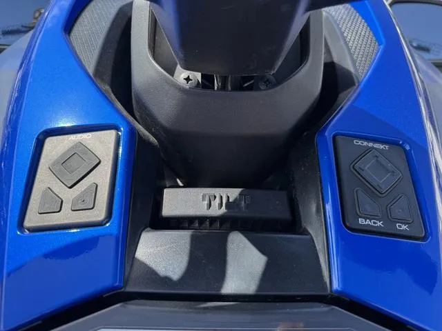 Slide: The Image of 2023 Yamaha WaveRunner GP1800R dashboard controls with audio and connect buttons. - 12