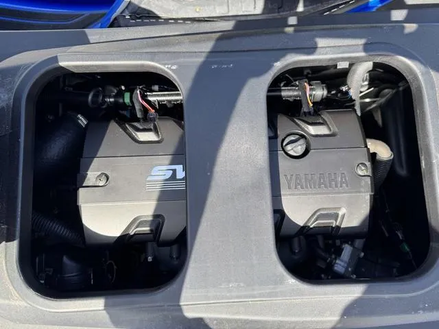 Slide: The Image of 2023 Yamaha WaveRunner GP1800R engine compartment, showcasing dual engine components. - 14