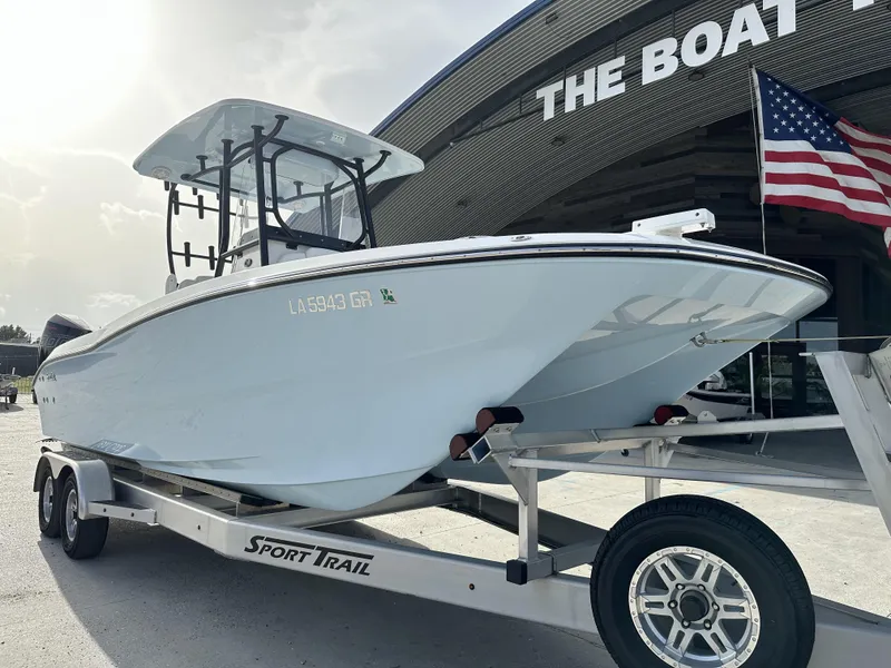 Slide: The Image of 2023 Sea Cat 262 Hybrid boat on trailer, twin Mercury 300Rs, Marrero, New Orleans. - 11