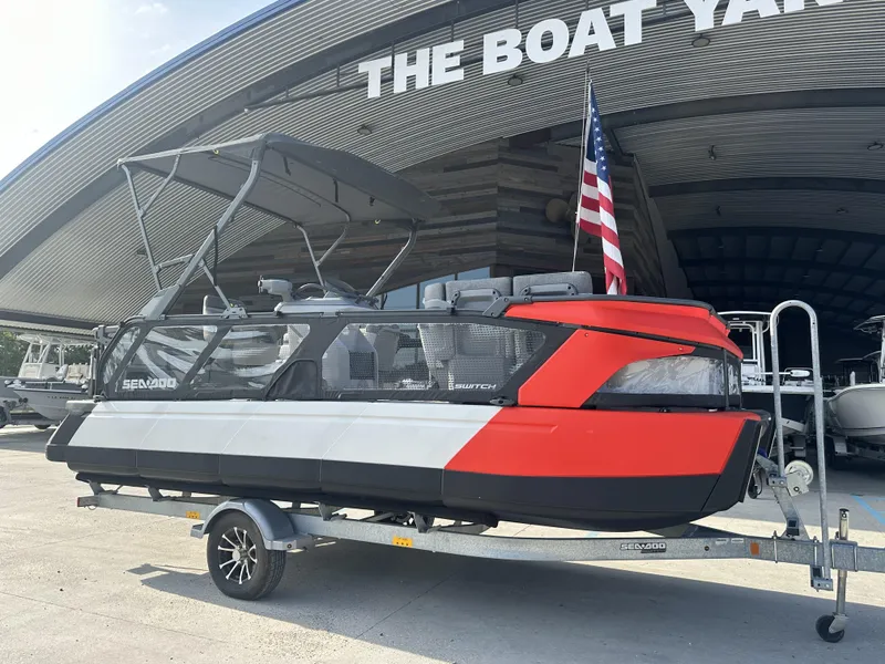 Slide: The Image of 2023 Sea-Doo Switch Cruise 21' 230HP on trailer at The Boat Yard. - 10