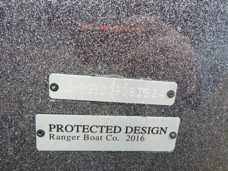 Slide: The Image of 2024 Ranger 1880MS boat with protected design plaque from Ranger Boat Co. 2016. - 18