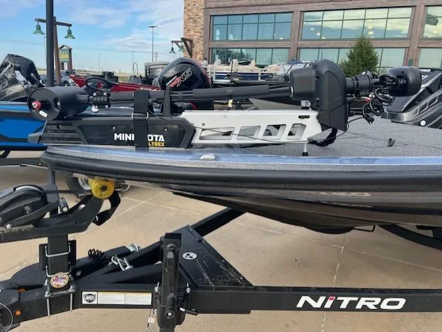 Slide: The Image of 2025 Nitro Z21 XL Pro boat with Minn Kota Ultrex motor on trailer. - 7