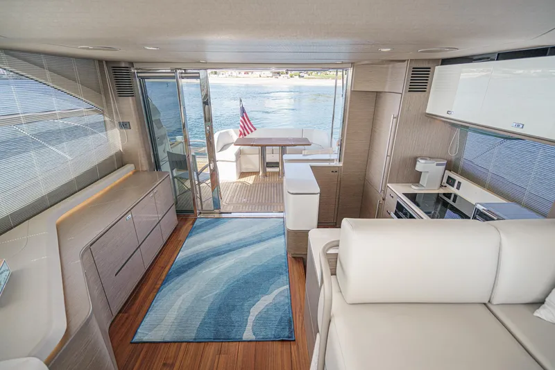 Slide: The Image of Luxurious interior of 2022 Princess F55 yacht with modern furnishings and ocean view. - 35