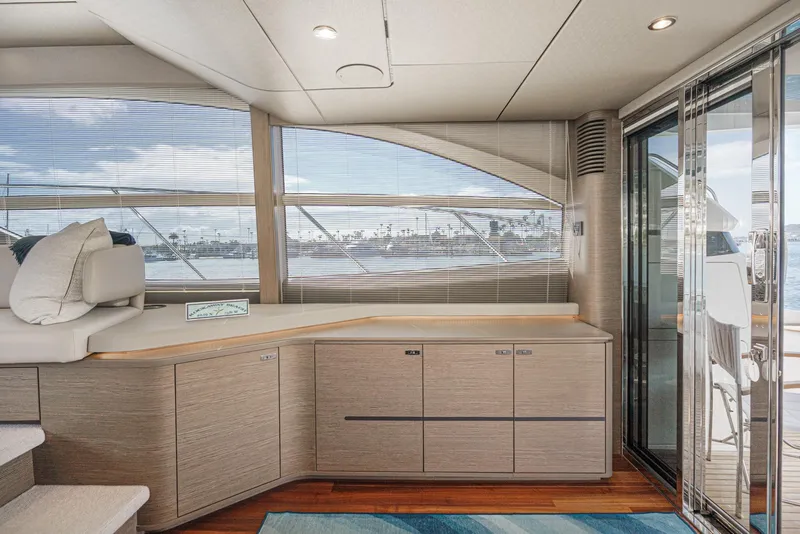 Slide: The Image of Luxurious interior of 2022 Princess F55 yacht with modern design and panoramic windows. - 41