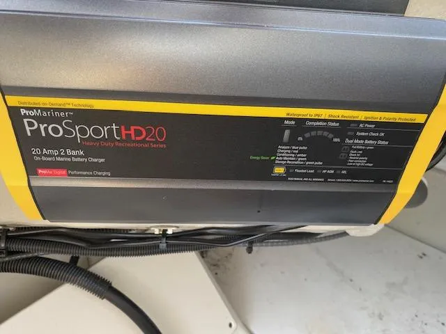Slide: The Image of ProMariner ProSport HD20 marine battery charger, 20 Amp, 2 Bank, installed in Cobalt R8 2021. - 13