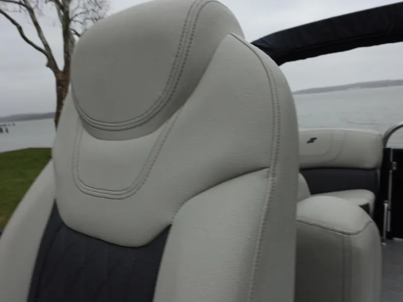 Slide: The Image of Luxury seating on 2021 Starcraft SLS 5 DC boat, featuring sleek design and waterfront view. - 17