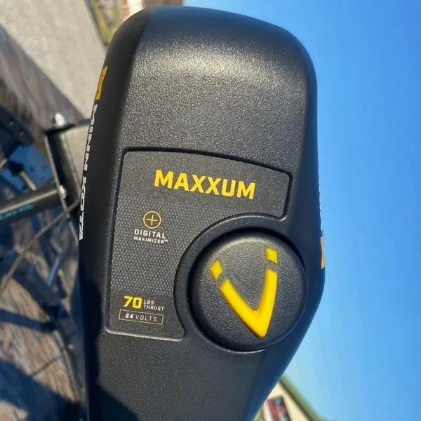 Slide: The Image of Close-up of a Maxxum trolling motor with digital maximizer, 70 lbs thrust, 24 volts. - 11