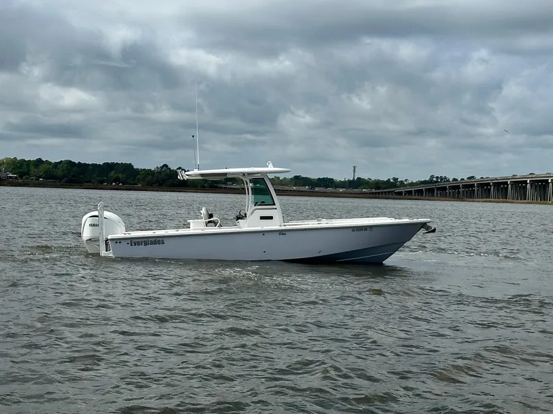 Slide: The Image of 2022 Everglades 273 Center Console boat on a cloudy day in open water. - 7