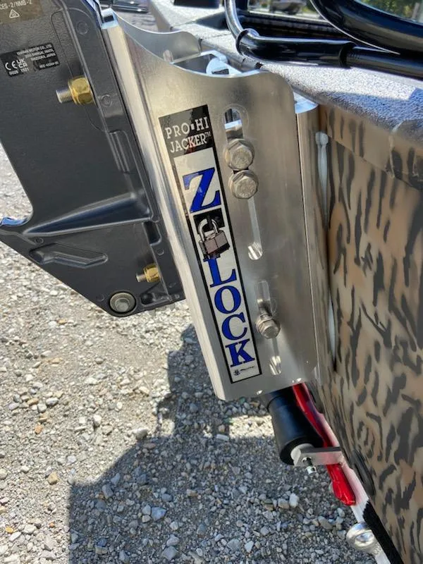 Slide: The Image of 2024 Xpress XP185 Catfish boat with Pro Hi Jacker Z-Lock system detail. - 17