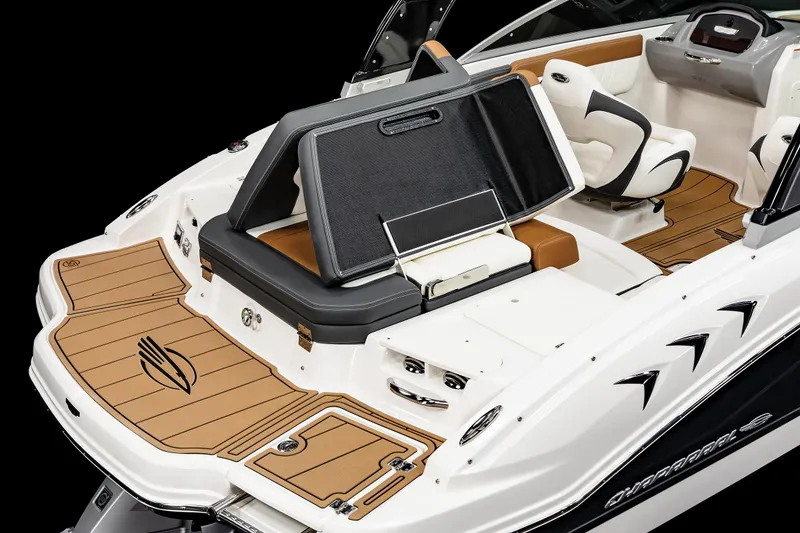 Slide: The Image of 2025 Chaparral 21 SSi boat interior with sleek seating and modern design. - 28
