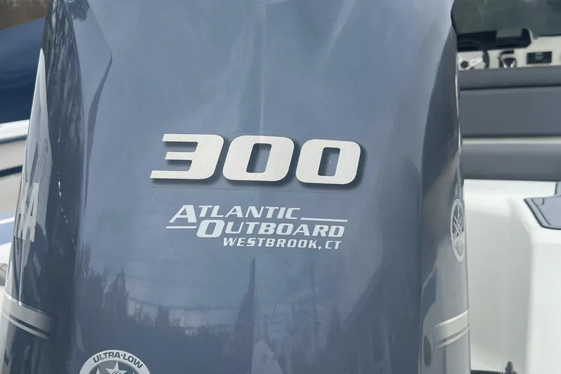 Slide: The Image of 2022 Brig Eagle 8 outboard motor, 300 horsepower, Atlantic Outboard, Westbrook, CT branding. - 21