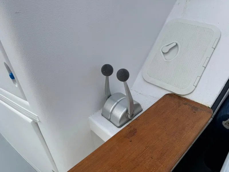 Slide: The Image of Throttle controls on a 1989 Prima 52 Cockpit Motor Yacht. - 7