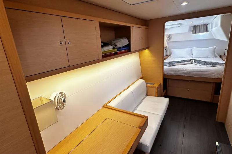 Slide: The Image of Luxurious interior of 2017 Lagoon 450 F catamaran with cozy cabin and modern furnishings. - 30