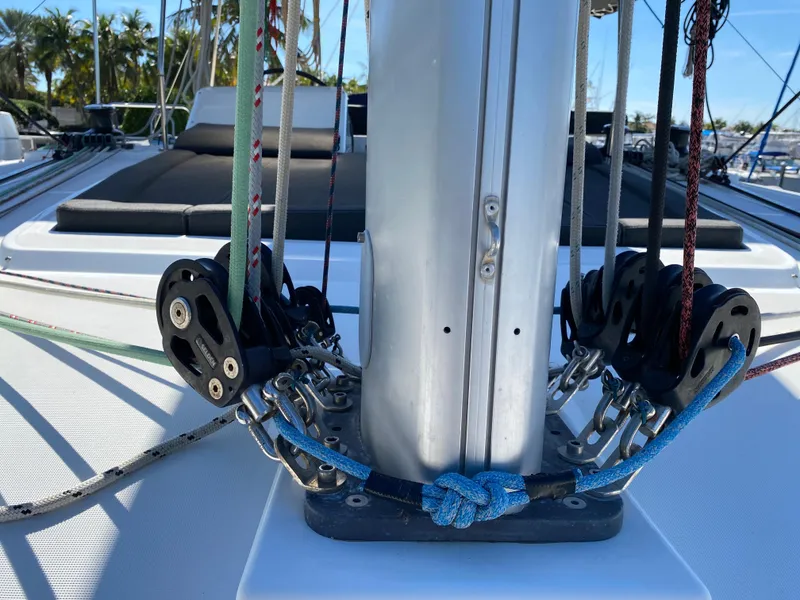 Slide: The Image of Sailing rigging on a 2017 Lagoon 450 F catamaran deck. - 4