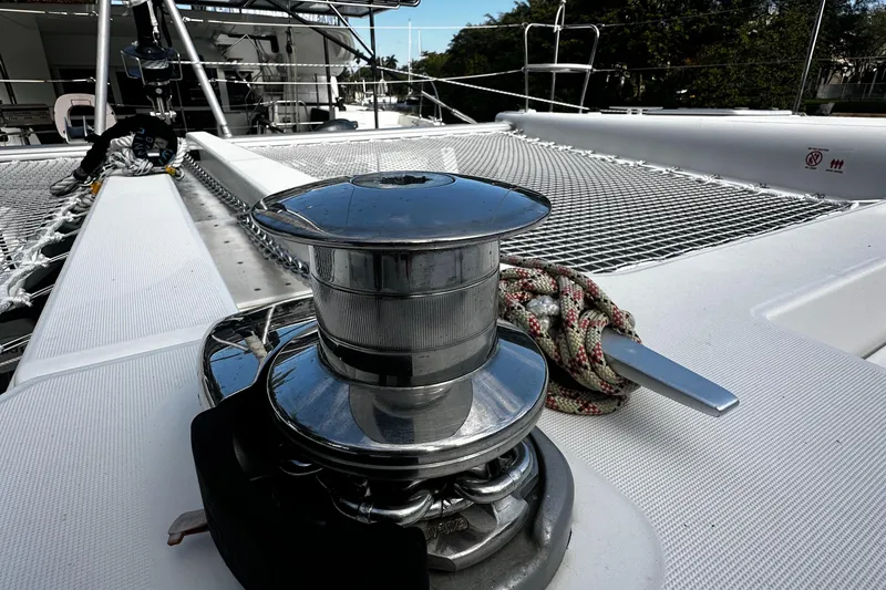 Slide: The Image of 2017 Lagoon 450 F yacht deck with winch and rope detail. - 51