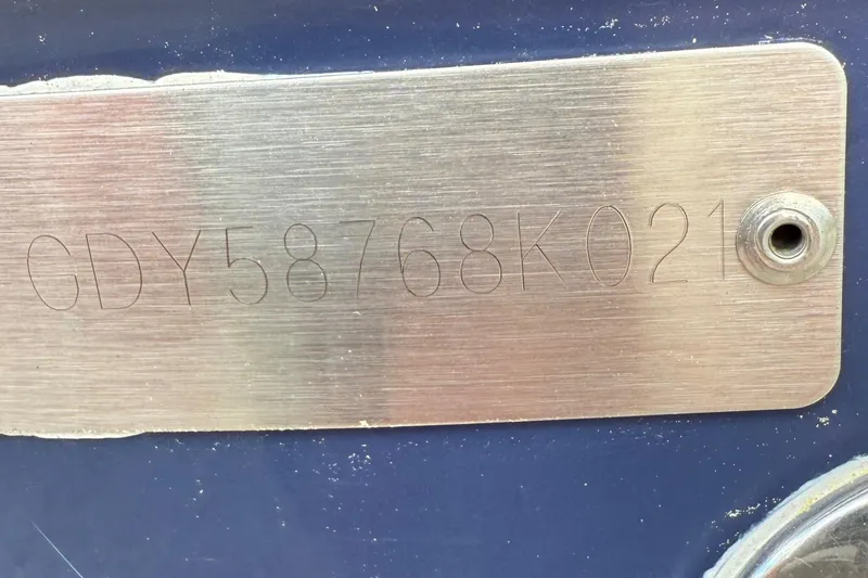Slide: The Image of 2021 Hurricane SunDeck 217 OB identification plate with serial number engraved. - 30