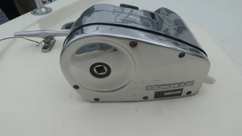 Slide: The Image of Chrome boat winch on a 1992 Camano 31 deck. - 36