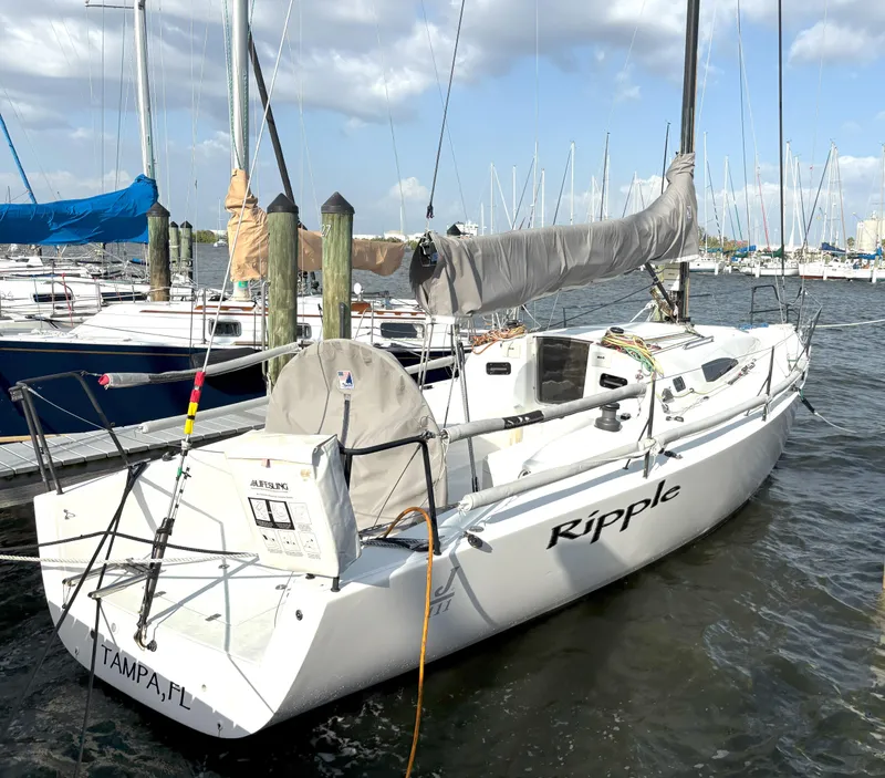 Slide: The Image of 2015 J Boats J 111 sailboat named "Ripple" docked in Tampa, FL marina. - 5