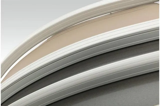 Slide: The Image of 2021 Sun Tracker Party Barge 20 DLX, close-up of sleek, curved design elements. - 26