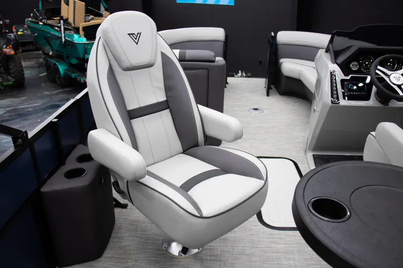 Slide: The Image of Luxurious interior of 2025 Viaggio Lago X-Q boat with plush seating and modern design. - 20