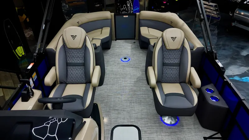 Slide: The Image of Luxurious interior of 2025 Viaggio Lago Z-U boat with plush seating and modern design. - 10