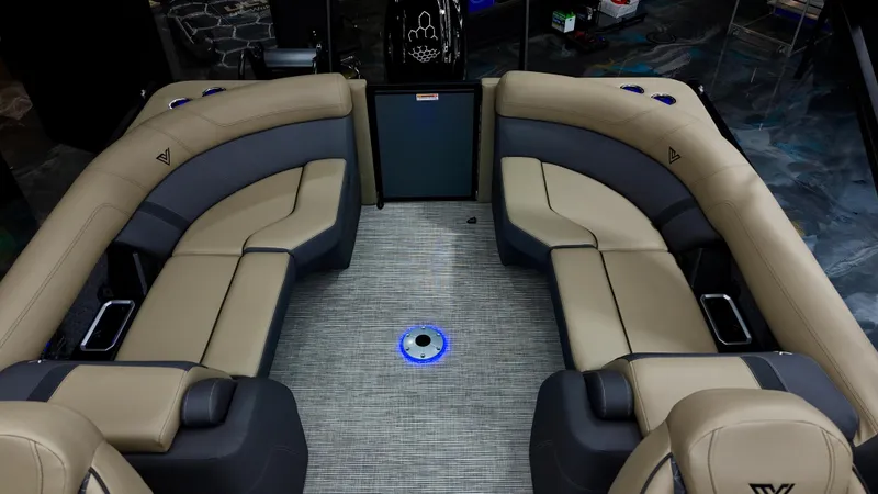Slide: The Image of Luxurious interior of 2025 Viaggio Lago Z-U boat with plush seating and modern design. - 11