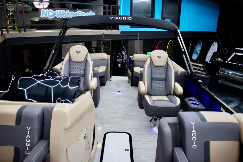 Slide: The Image of 2025 Viaggio Lago Z-U boat interior with luxurious seating and modern design. - 4