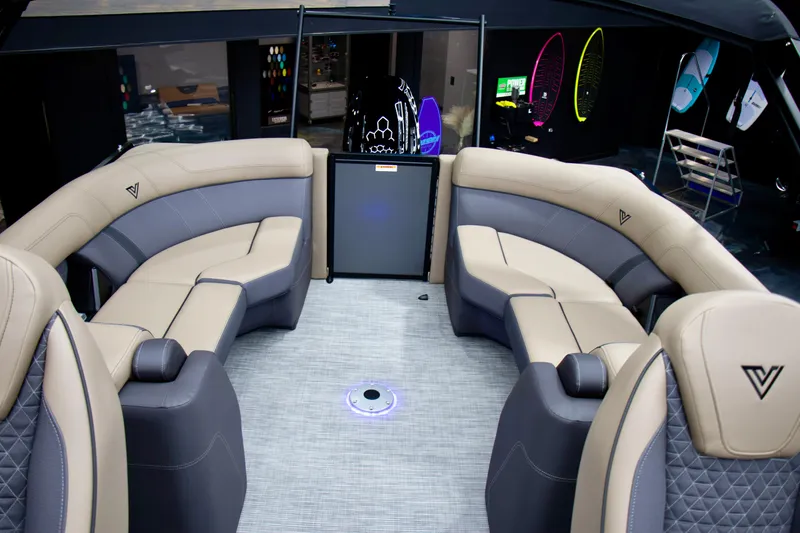 Slide: The Image of Luxurious interior of 2025 Viaggio Lago Z-U boat with plush seating and modern design. - 5