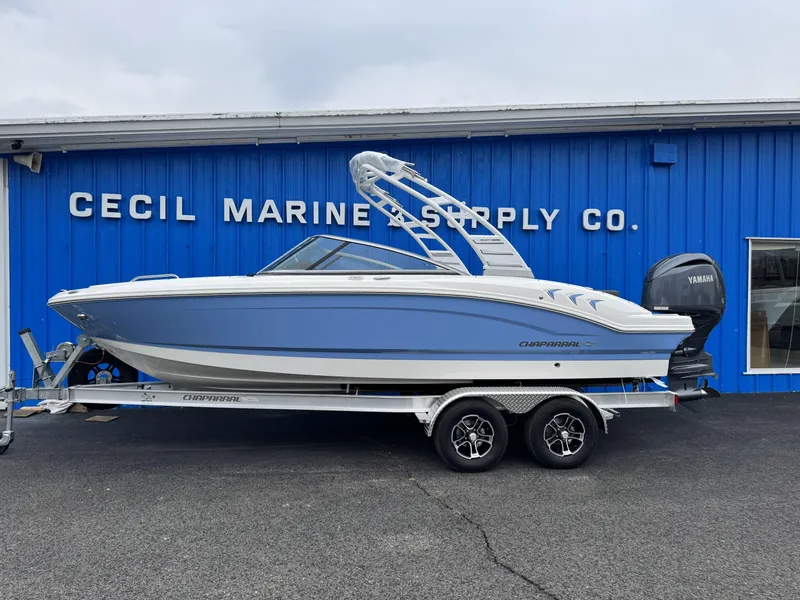 Slide: The Image of 2025 Chaparral 21 SSi OB boat on trailer at Cecil Marine Supply Co. - 2