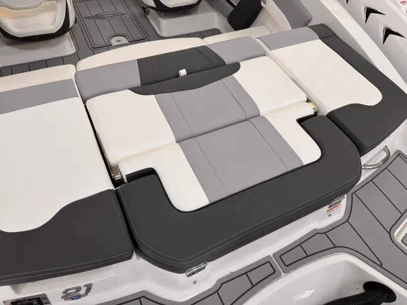Slide: The Image of 2025 Chaparral 21 SSi OB boat interior with sleek, modern seating design. - 23