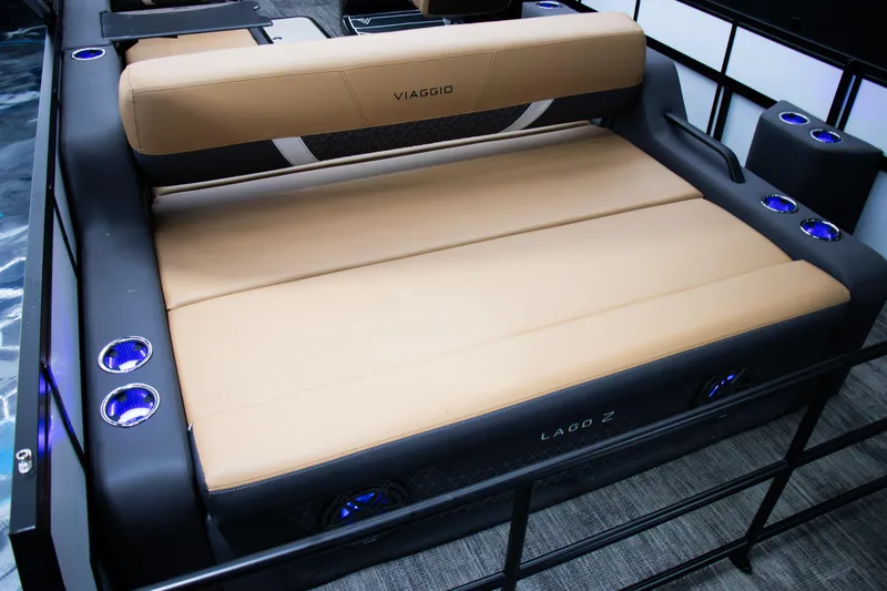Slide: The Image of Luxurious Viaggio Lago Z-S 2025 boat seating with cup holders and modern design. - 27