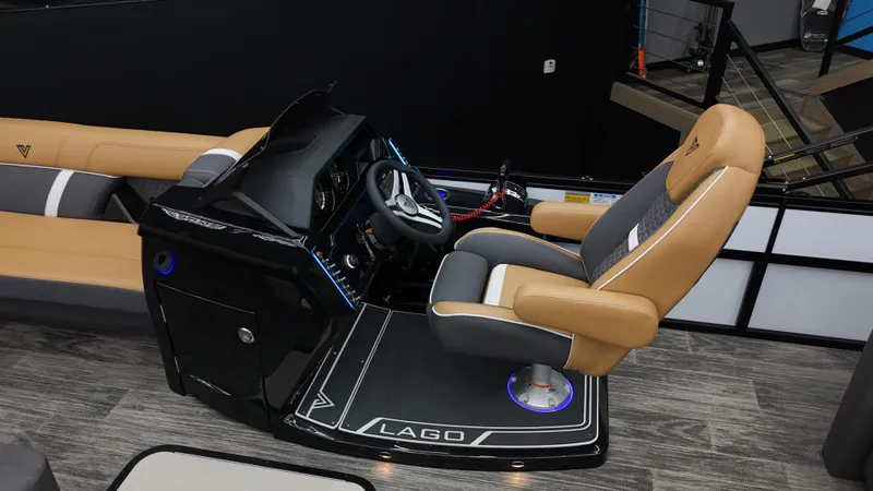 Slide: The Image of 2025 Viaggio Lago Z-S boat interior with modern helm and luxurious seating. - 4