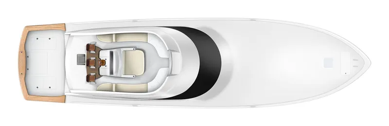 Slide: The Image of Top view of 2027 Viking 82 Convertible yacht, showcasing sleek design and spacious deck layout. - 34