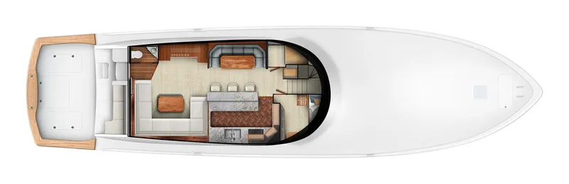 Slide: The Image of Top view of 2027 Viking 82 Convertible yacht interior layout. - 35