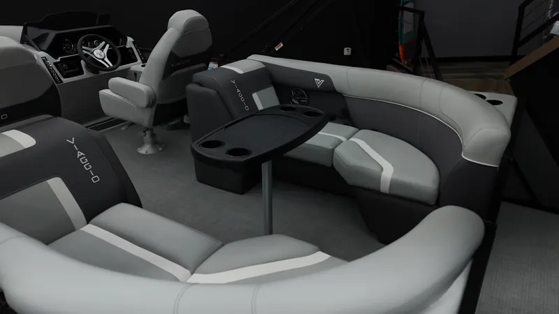Slide: The Image of Luxurious interior of 2025 Viaggio Lago X-U boat with plush seating and sleek design. - 15
