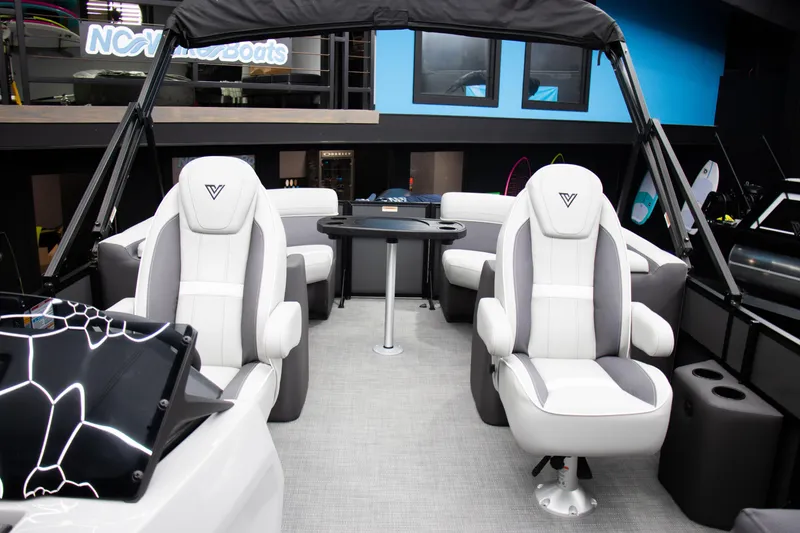 Slide: The Image of Luxurious 2025 Viaggio Lago X-U boat interior with plush seating and modern design. - 4