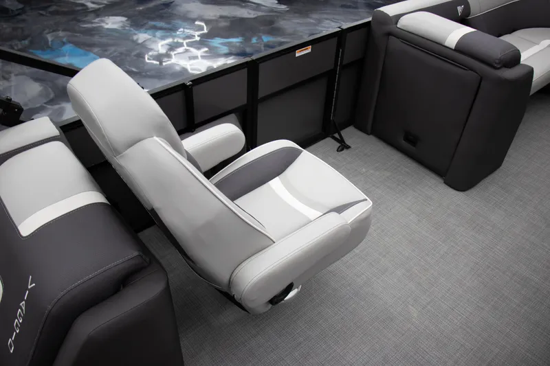 Slide: The Image of Viaggio Lago X-U 2025 boat interior with modern seating and sleek design. - 8