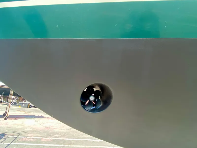 Slide: The Image of Bottom view of a 1999 Pacific Seacraft 40 Voyagemaker sailboat on stands. - 4