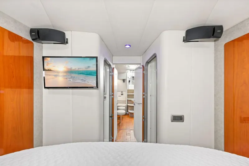 Slide: The Image of Interior of 2007 Formula 45 Yacht with TV and modern design elements. - 19