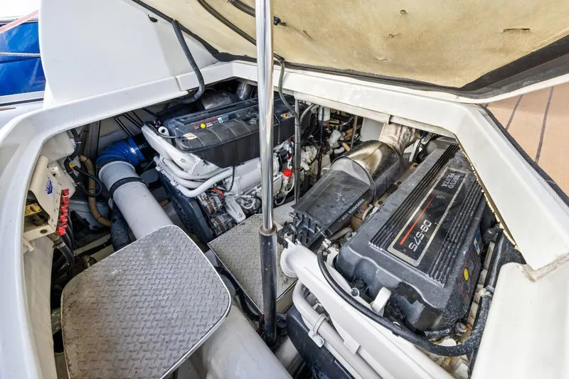 Slide: The Image of Engine compartment of a 2007 Formula 45 Yacht, showcasing detailed mechanical components. - 8