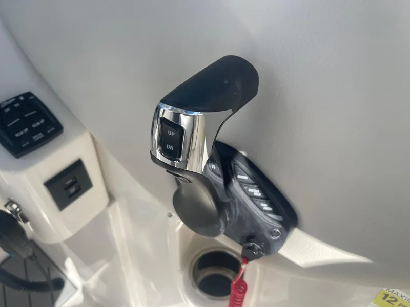 Slide: The Image of Throttle control of 2023 Sailfish 245 DC boat, featuring ergonomic design and modern controls. - 29