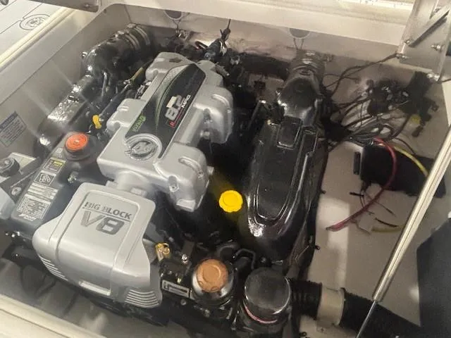 Slide: The Image of Engine compartment of 2025 Chaparral 2870 boat with Big Block V8 engine. - 31