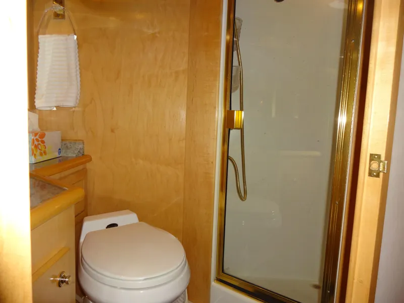 Slide: The Image of Bathroom interior of 1998 Navigator 53 Classic yacht with shower and toilet. - 46