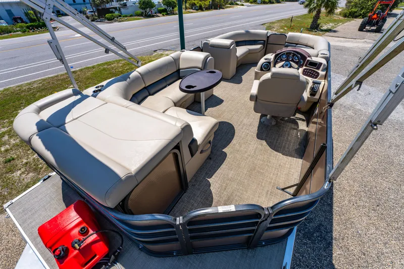 Slide: The Image of 2016 Misty Harbor 2285CS Biscayne Bay pontoon boat with spacious seating and helm. - 12