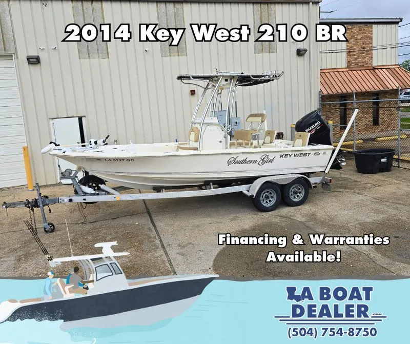 The Image of 2014 Key West 210 Bay Reef boat on trailer at LA Boat Dealer. Financing available. - 1