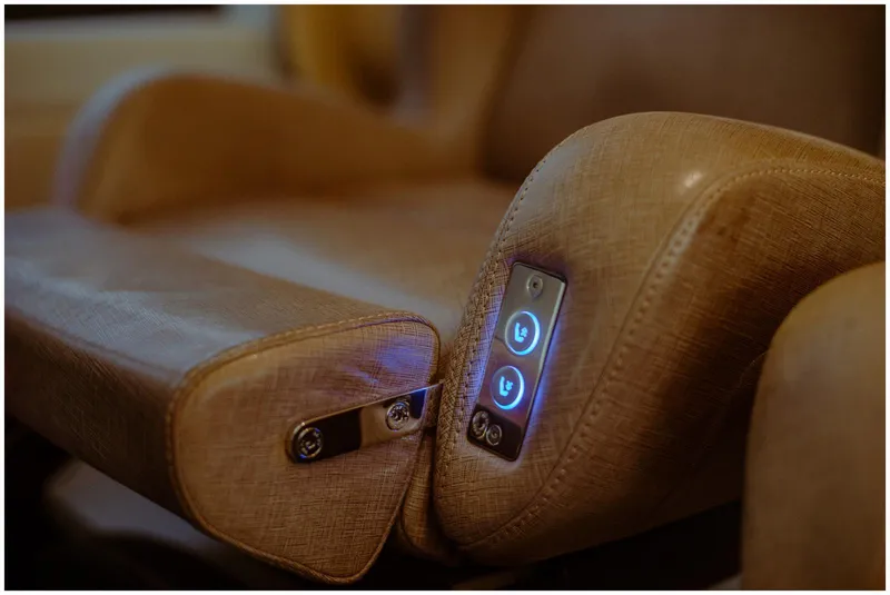 Slide: The Image of Luxurious leather seat with control buttons on Azimut 2022 Fly yacht. - 37